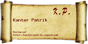 Kanter Patrik névjegykártya